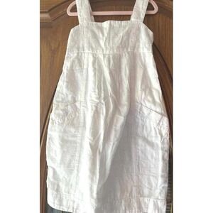 Orient Expressed Inc Girls White Textured Polka Dot Jumper Dress Size 6 Cotton